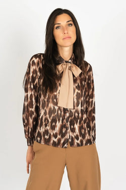 Carraig Donn Brown Leopard Print Long Sleeve Jane Blouse