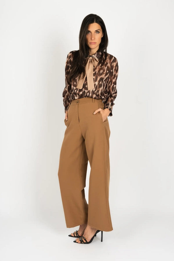 Carraig Donn Brown Leopard Print Long Sleeve Jane Blouse