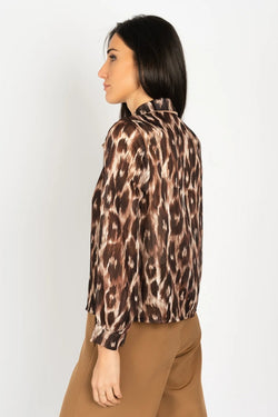 Carraig Donn Brown Leopard Print Long Sleeve Jane Blouse