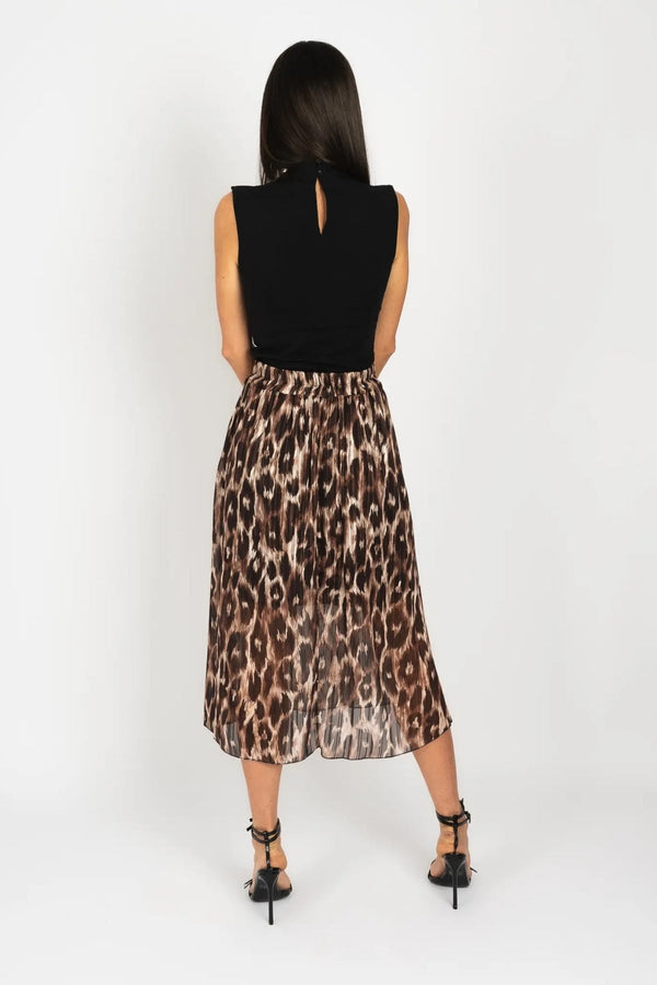 Carraig Donn Brown Leopard Print Midi Skirt