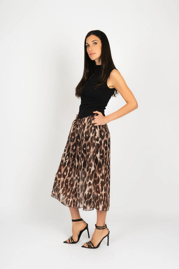 Carraig Donn Brown Leopard Print Midi Skirt