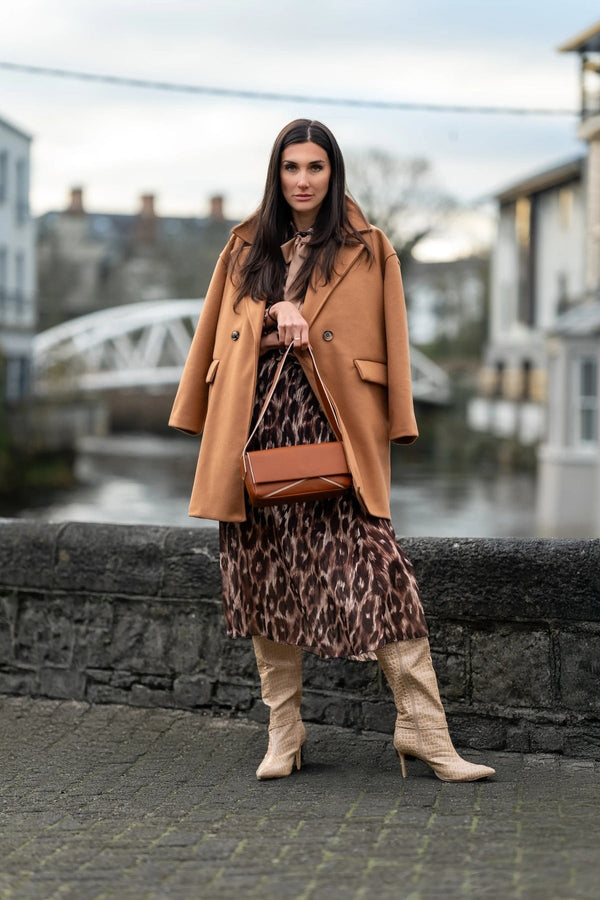 Carraig Donn Brown Leopard Print Midi Skirt