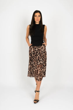 Carraig Donn Brown Leopard Print Midi Skirt