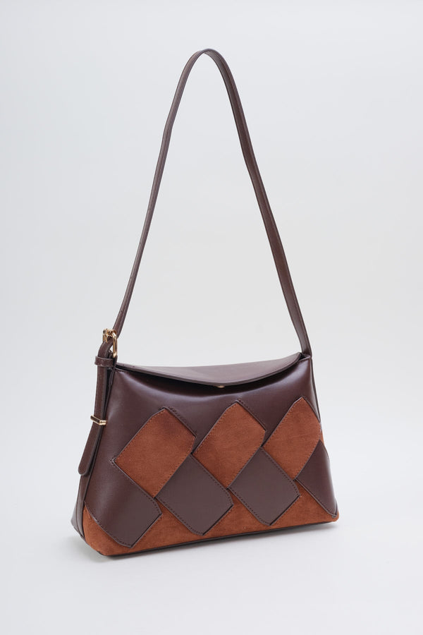 Carraig Donn Brown Suede Mix Shoulder Bag