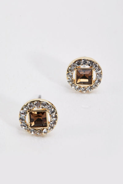 Carraig Donn Brown Topaz & Diamante Earrings