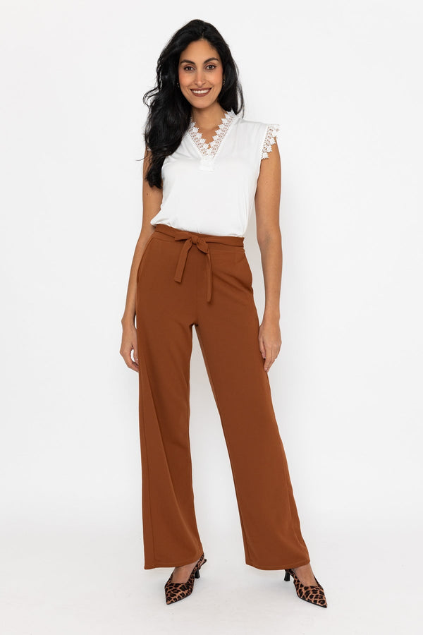 Carraig Donn Brown Wide Leg Belted Trousers