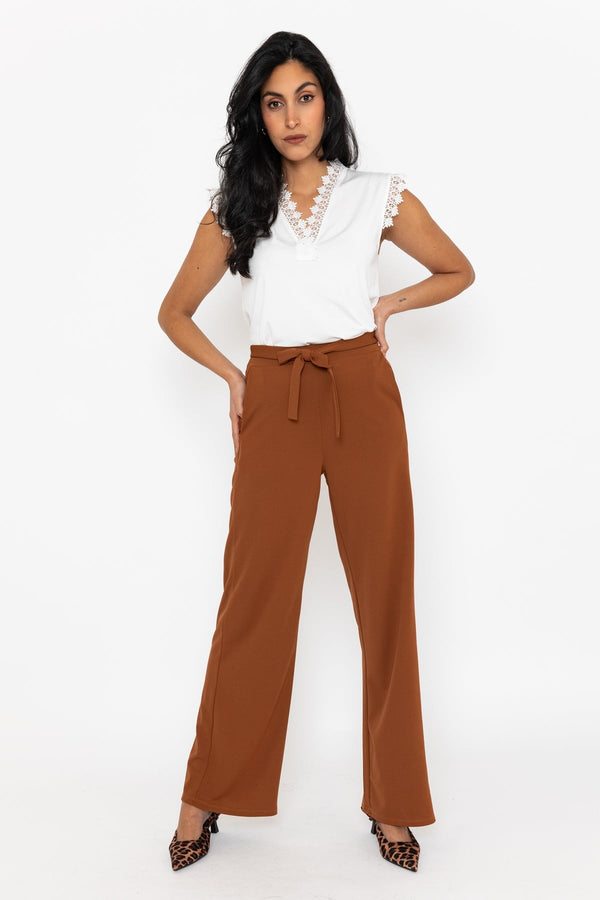 Carraig Donn Brown Wide Leg Belted Trousers