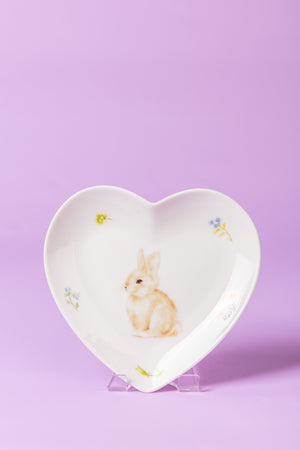 Bunny Blossom Heart Ceramic Plate