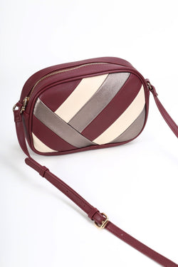 Carraig Donn Burgundy Colour Panel Crossbody Bag