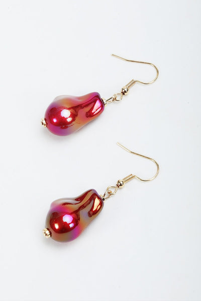 Carraig Donn Burgundy Curve Bead Drop Earrings