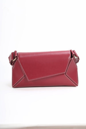 Burgundy Paneled Crossbody Bag