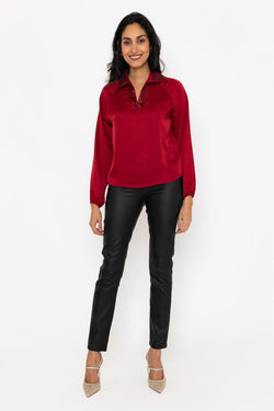 Carraig Donn Burgundy Sequin Collar Top