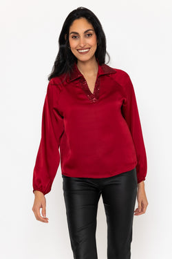 Carraig Donn Burgundy Sequin Collar Top