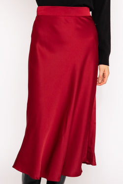 Carraig Donn Burgundy Silky Midi Skirt