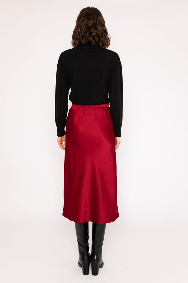 Carraig Donn Burgundy Silky Midi Skirt