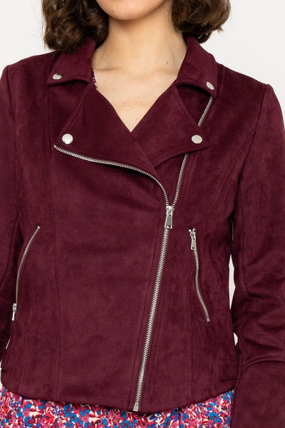 Carraig Donn Burgundy Suede Biker Jacket