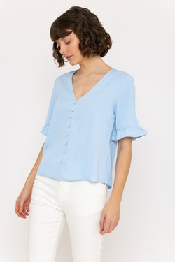 Carraig Donn Button Blouse in Blue