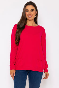 Carraig Donn Button Detail Knit (red)