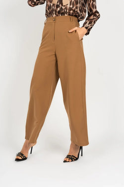 Carraig Donn Camel Brown Tailored Wide Leg Trousers