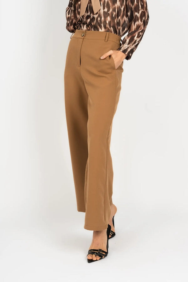 Carraig Donn Camel Brown Tailored Wide Leg Trousers