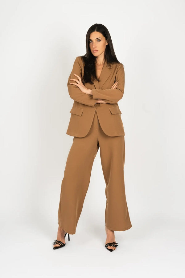 Carraig Donn Camel Brown Tailored Wide Leg Trousers