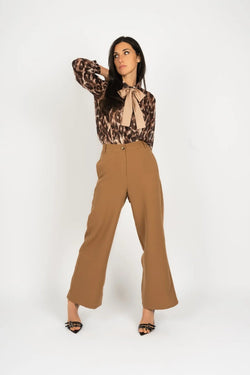 Carraig Donn Camel Brown Tailored Wide Leg Trousers