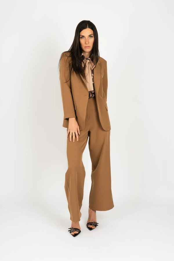 Carraig Donn Camel Brown Tailored Wide Leg Trousers