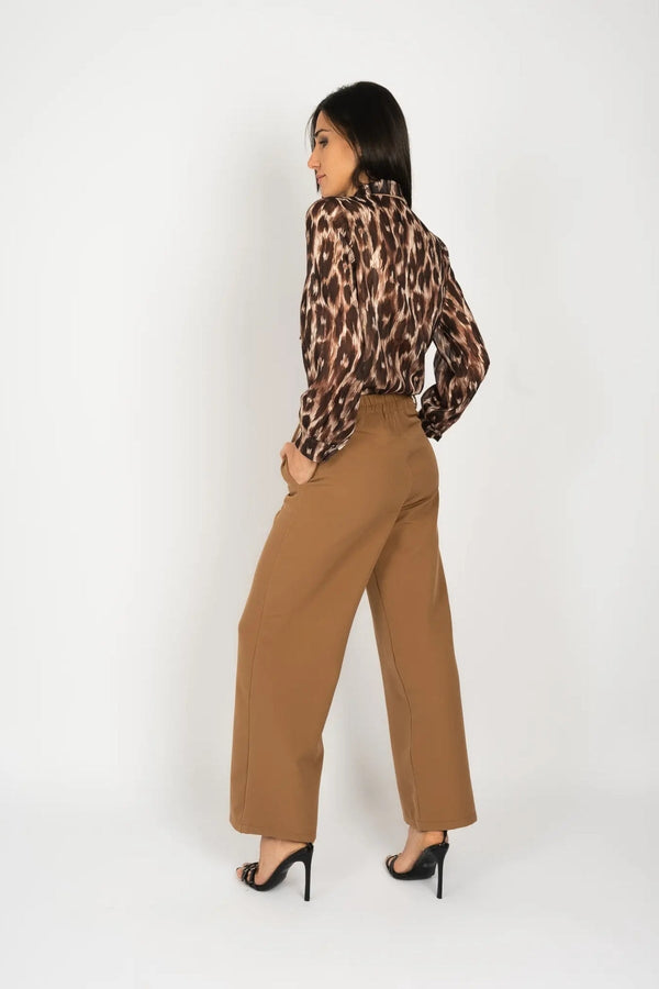 Carraig Donn Camel Brown Tailored Wide Leg Trousers