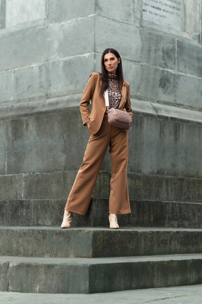 Carraig Donn Camel Brown Tailored Wide Leg Trousers