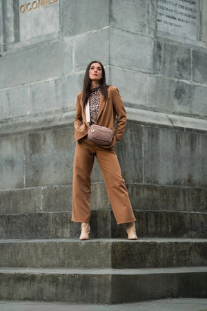 Camel Brown Tailored Wide Leg Trousers