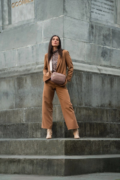 Carraig Donn Camel Brown Tailored Wide Leg Trousers