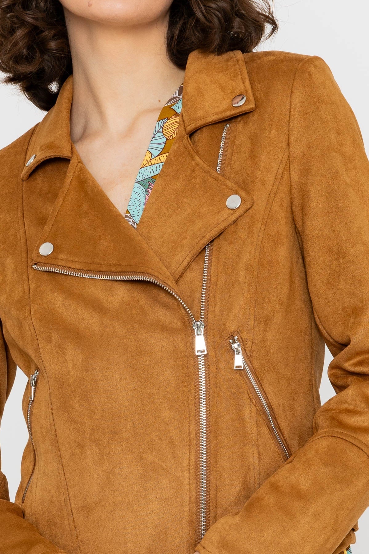 Camel suede moto jacket best sale