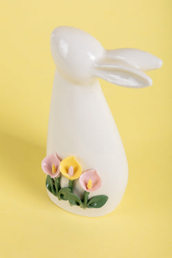 Carraig Donn Ceramic Easter Bunny with Lilies Decor