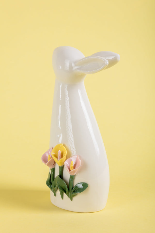 Carraig Donn Ceramic Easter Bunny with Lilies Decor