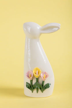 Carraig Donn Ceramic Easter Bunny with Lilies Decor