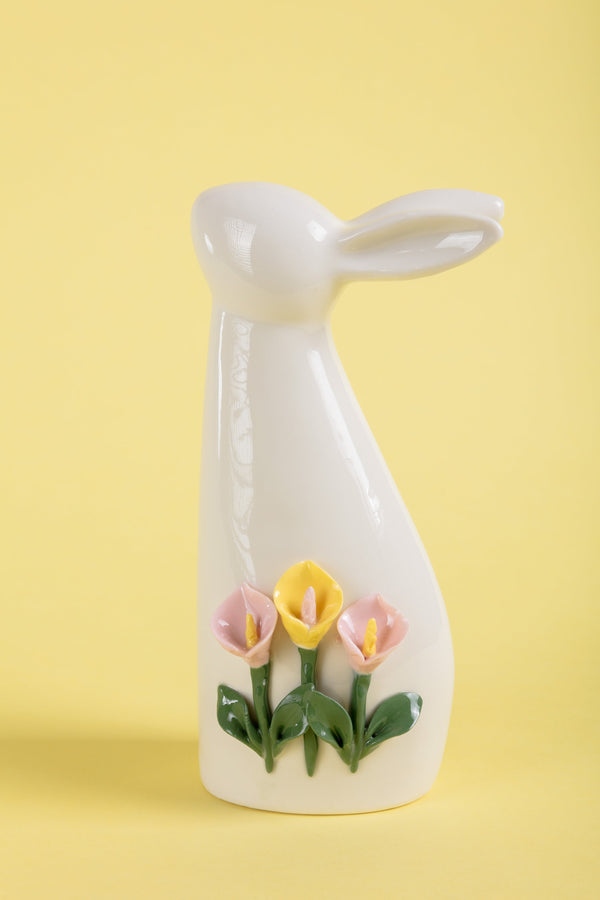 Carraig Donn Ceramic Easter Bunny with Lilies Decor