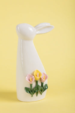 Carraig Donn Ceramic Easter Bunny with Lilies Decor