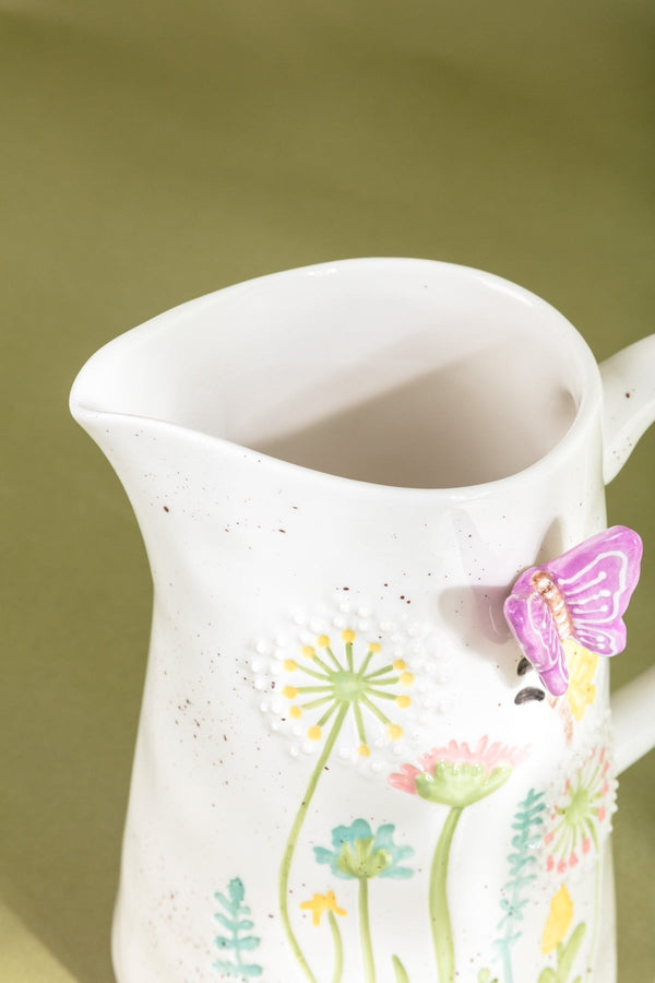 Carraig Donn Ceramic Floral Pitcher with Butterfly & Flowers