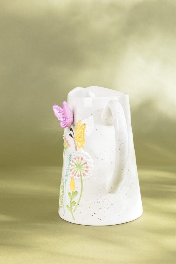 Carraig Donn Ceramic Floral Pitcher with Butterfly & Flowers