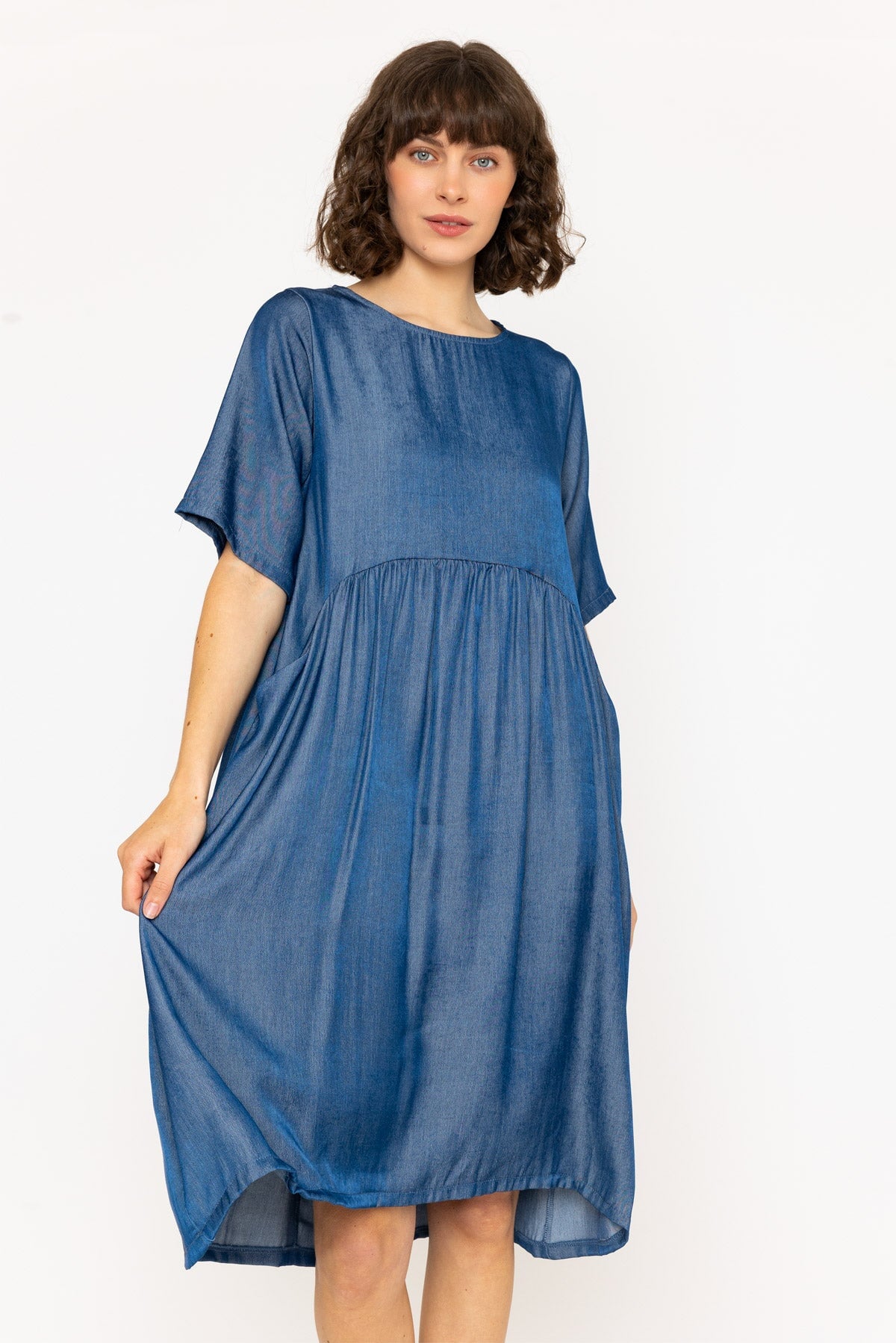 Chambray Casual Knee Length Dress Ladies Dresses Carraig Donn