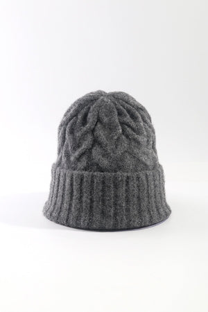 Charcoal Grey Cable Knit Beanie