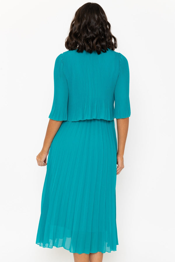 Carraig Donn Chloe Short Sleeve Midi Dress in Aqua Blue