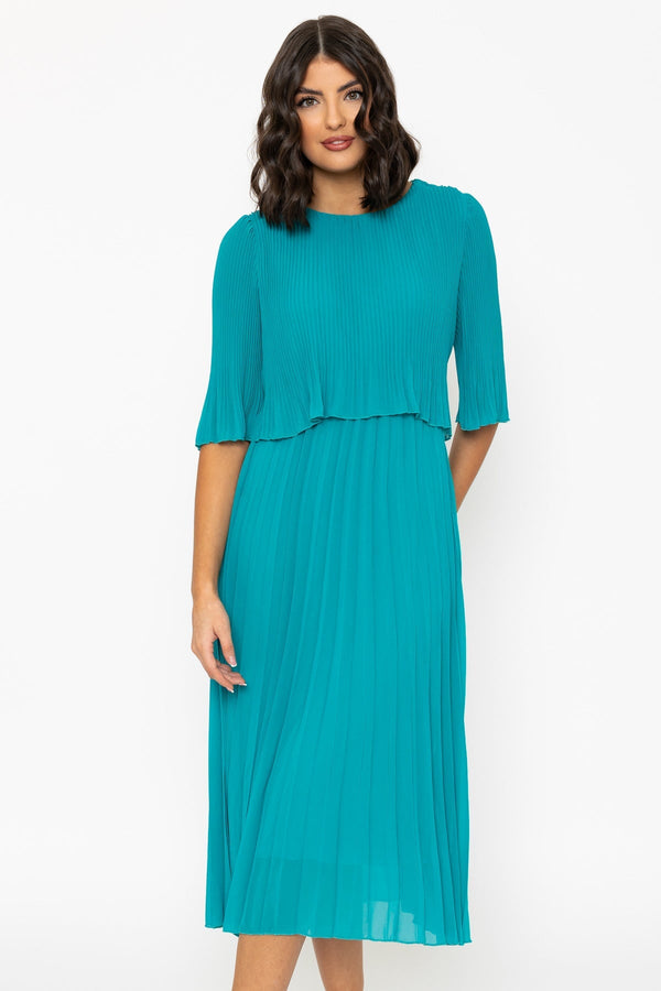 Carraig Donn Chloe Short Sleeve Midi Dress in Aqua Blue