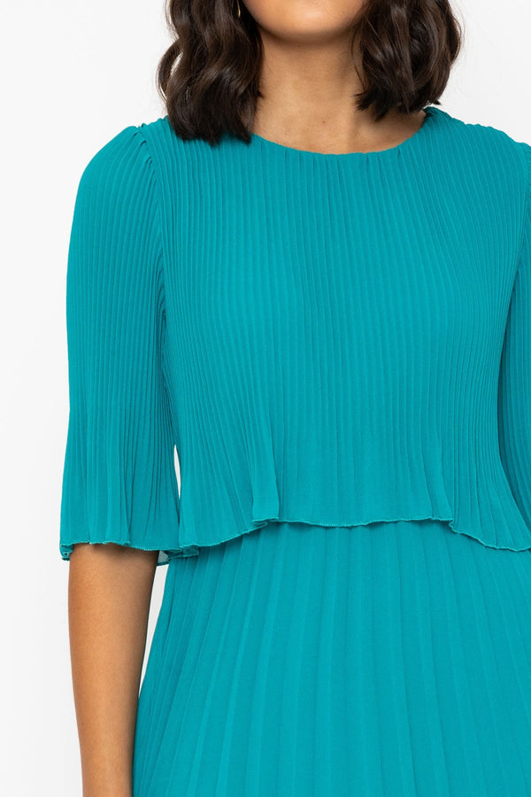 Carraig Donn Chloe Short Sleeve Midi Dress in Aqua Blue