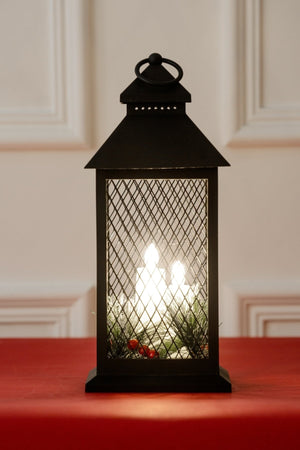 Christmas Lantern Candle Scape Led Black