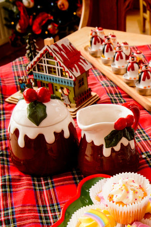 Christmas Pudding Sugar and Creamer Set