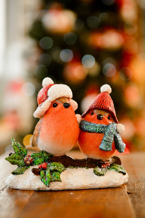 Christmas Small Pair of Robins on a Branch