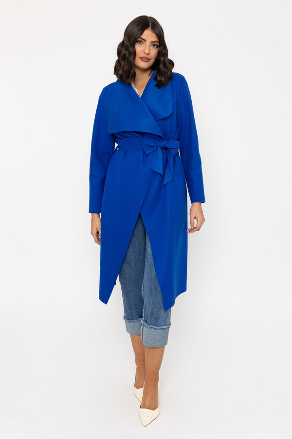 Carraig Donn Chuck On Long Wrap Coat in Blue