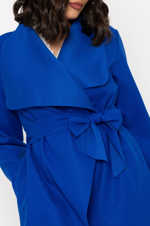 Carraig Donn Chuck On Long Wrap Coat in Blue