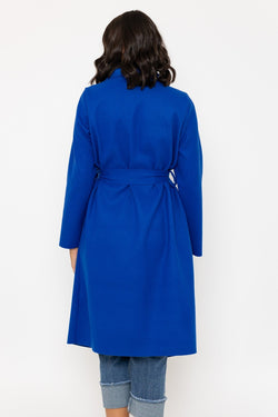 Carraig Donn Chuck On Long Wrap Coat in Blue